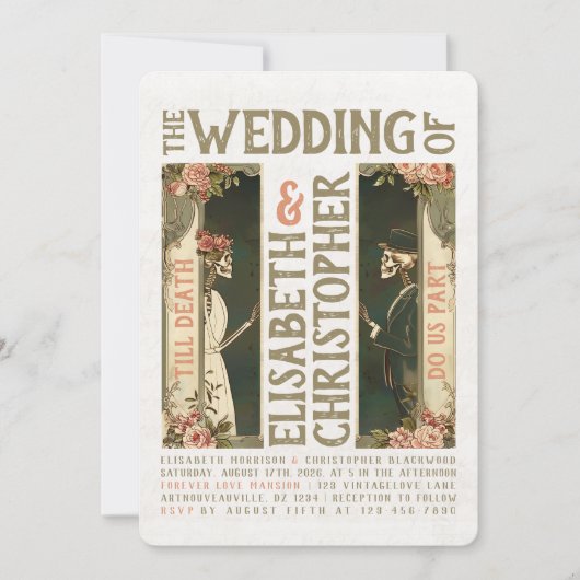 Bis zum Tod Art Nouveau Wedding Einladung (Vorderseite)