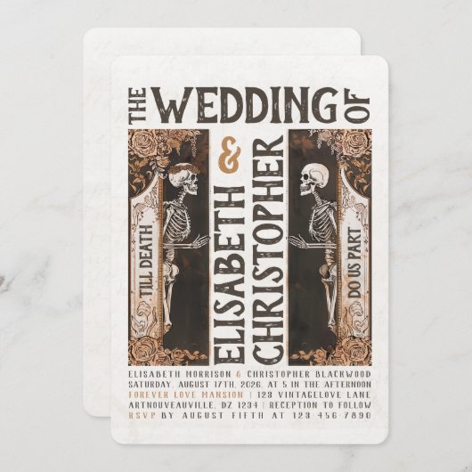 Bis zum Tod Art Nouveau Wedding Einladung (Vorne/Hinten)