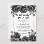 Bis zum Tod Black Florals Gothic Wedding Einladung (Vorderseite)