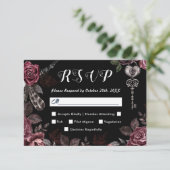 Bis zum Tod | Black Gothic Dark Floral Elegante UA RSVP Karte (Stehend Vorderseite)