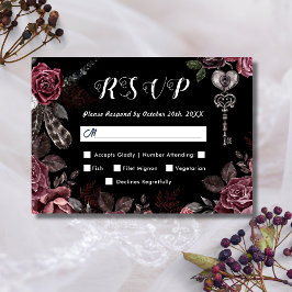Bis zum Tod | Black Gothic Dark Floral Elegante UA RSVP Karte