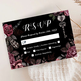 Bis zum Tod | Black Gothic Dark Floral Elegante UA RSVP Karte