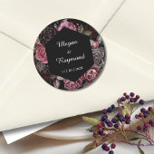 Bis zum Tod | Black Gothic Dark Floral Wedding Runder Aufkleber