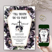 Bis zum Tod | Black Peonies Coffin Gothic Wedding Einladung