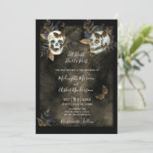 Bis zum Tod bringen uns die Skulls Gothic Wedding Einladung (Stehend Vorderseite)
