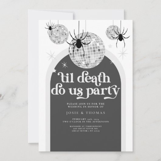Bis zum Tod bringen uns Party Disco Spiders Hochze Einladung (Vorderseite)