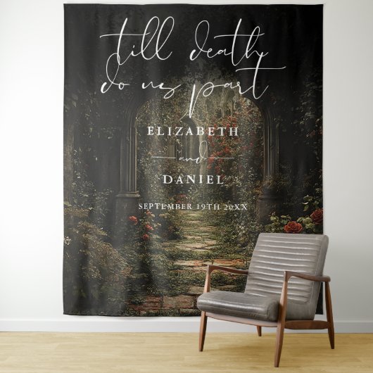 Bis zum Tod florale gotische Hochzeitsgeschichte F Wandteppich (Beispiel)