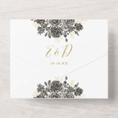 Bis zum Tod Gold Gothic Rose QR Code Hochzeit All In One Einladung (Rückseite)