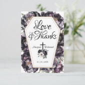 Bis zum Tod | Gothic Black Peonies Coffin Vielen D Dankeskarte (Stehend Vorderseite)