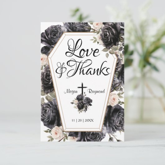 Bis zum Tod | Gothic Black Rose Coffin Danke (Stehend Vorderseite)