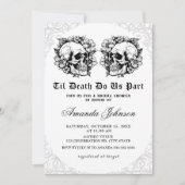 Bis zum Tod Gothic Floral Skull Brautparty Einladung (Vorderseite)