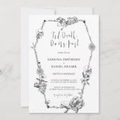 Bis zum Tod Gothic Handgezeichnete Blume Skull-Cof Einladung (Vorderseite)