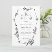 Bis zum Tod Gothic Handgezeichnete Blume Skull-Cof Einladung (Stehend Vorderseite)