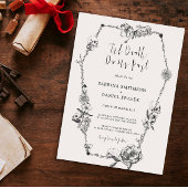 Bis zum Tod Gothic Handgezeichnete Blume Skull-Cof Einladung