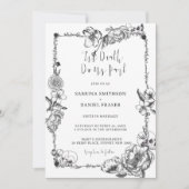 Bis zum Tod Gothic Handgezeichnete Blume Skull Inv Einladung (Vorderseite)