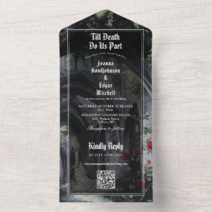 Bis zum Tod Gothic Ruinen QR Code Hochzeit All In One Einladung