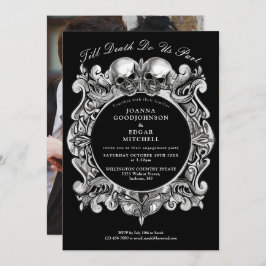 Bis zum Tod Gothic Skulls Foto Engagement Party Einladung