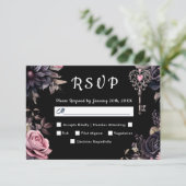 Bis zum Tod | Gothic Wedding Black RSVP Card Karte (Stehend Vorderseite)
