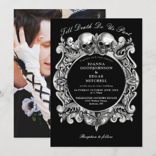Bis zum Tod gothische Schädel Foto-Hochzeit Einladung