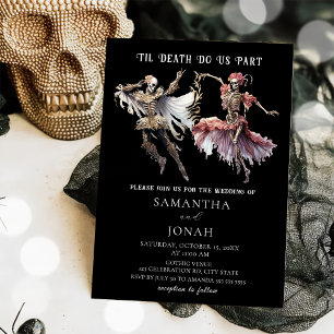 Bis zum Tod gotische Skelette Halloween Hochzeit Einladung