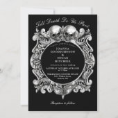 Bis zum Tod gotische Skulls Monogramm Hochzeit Einladung (Vorderseite)