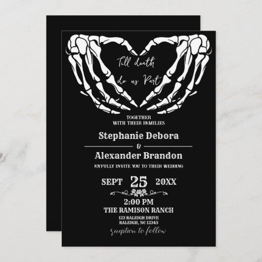 Bis zum Tod machen wir Halloween-gotische Kartenho Save The Date (Vorne/Hinten)