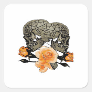 Bis zum Tod machen wir lustiges Design für Hallowe Quadratischer Aufkleber