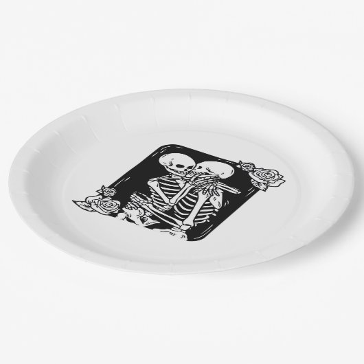 Bis zum Tod machen wir lustiges Design Pappteller (Schrägansicht)