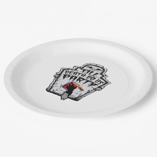 Bis zum Tod machen wir Party Classic zu Halloween Pappteller (Schrägansicht)