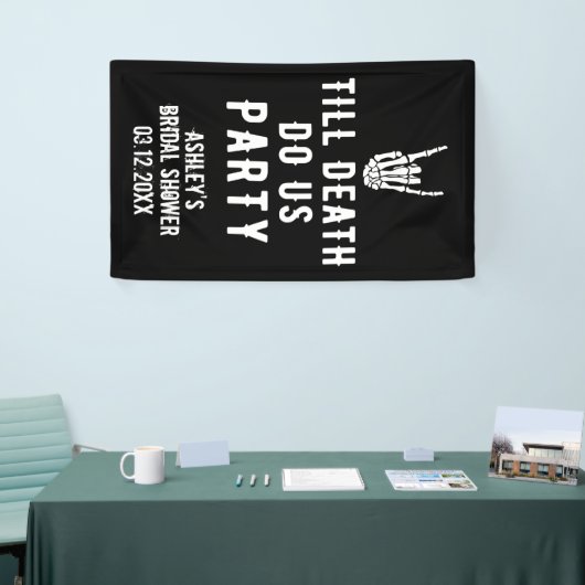 Bis zum Tod machen wir Party Skelett Custom Black Banner (Messeveranstaltung)