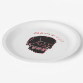 Bis zum Tod machen wir Teil - Glitchschädel mit so Pappteller (Schrägansicht)