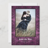 Bis zum Tod machen wir Teil Gothic Lila Damask Fot Save The Date (Vorderseite)