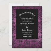 Bis zum Tod machen wir Teil Gothic Lila Damask Fot Save The Date (Rückseite)