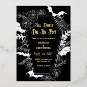 Bis zum Tod machen wir Teil gothischen Glam Black  Folieneinladung (Vorderseite)