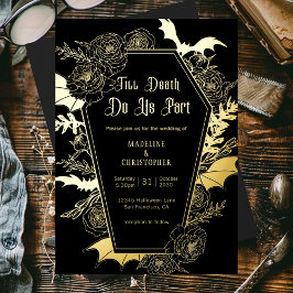 Bis zum Tod machen wir Teil gothischen Glam Black  Folieneinladung