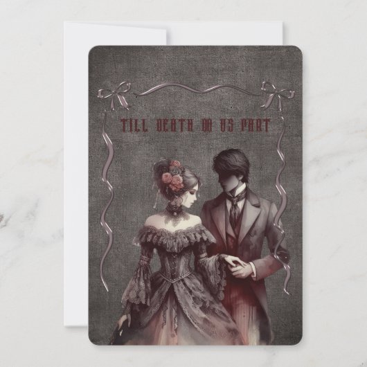 Bis zum Tod machen wir Teil gotische Hochzeit Einladung (Vorderseite)