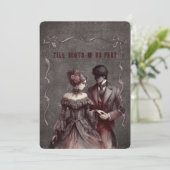 Bis zum Tod machen wir Teil gotische Hochzeit Einladung (Stehend Vorderseite)