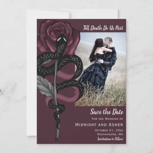 Bis zum Tod machen wir Teil gotische Schlange Save Save The Date (Vorderseite)