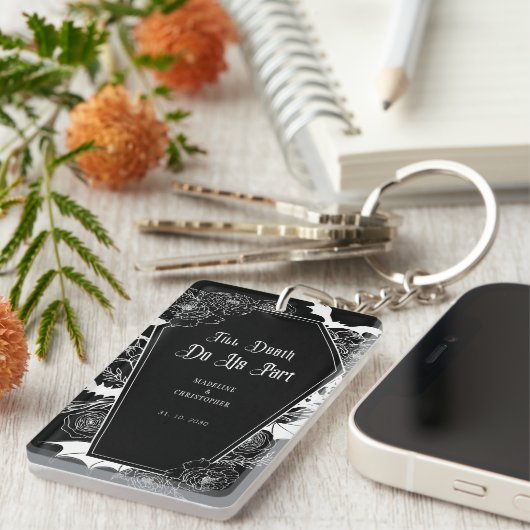 Bis zum Tod machen wir Teil gotisches Foto Hochzei Schlüsselanhänger (Vorderseite rechts)