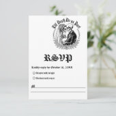 Bis zum Tod machen wir Teil gotisches Skelett Schw RSVP Karte (Stehend Vorderseite)