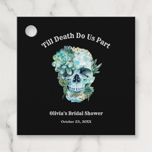 Bis zum Tod machen wir Teil Halloween-Brautparty Geschenkanhänger (Vorderseite)