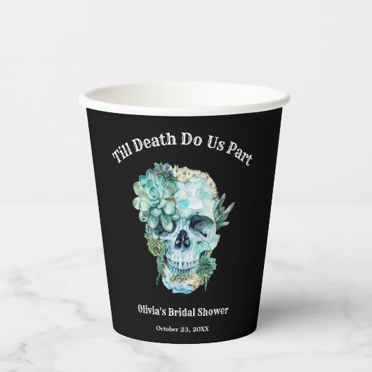 Bis zum Tod machen wir Teil Halloween-Brautparty Pappbecher (Vorderseite)