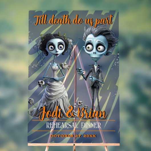 Bis zum Tod machen wir Teil Halloween Hochzeit Acrylschild (Neutral)