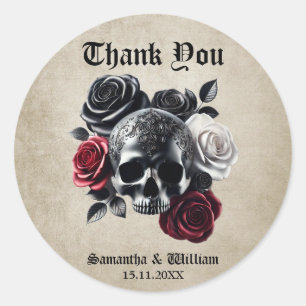 Bis zum Tod machen wir Teil Halloween Hochzeit Runder Aufkleber