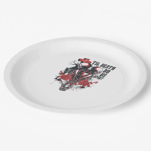 Bis zum Tod machen wir Teil - Minimalistisches Ske Pappteller (Schrägansicht)