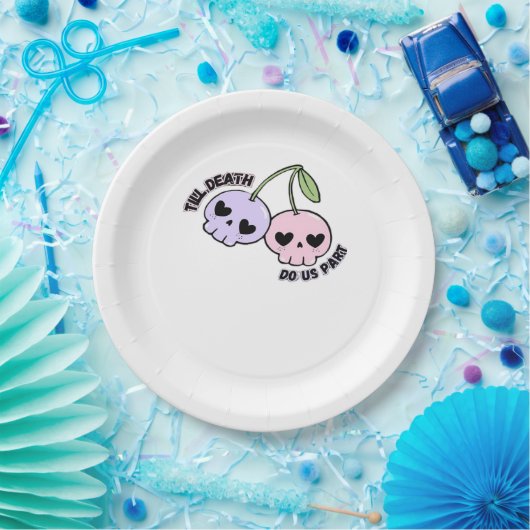 Bis zum Tod machen wir Teil - Niedliche Goth Skull Pappteller (Party)