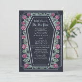 Bis zum Tod machen wir Teil Rose Blue Gothic Hochz Einladung (Stehend Vorderseite)