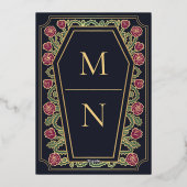 Bis zum Tod machen wir Teil Rose Blue Gothic Hochz Folieneinladung (Rückseite)