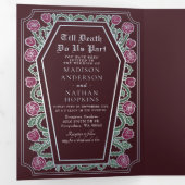 Bis zum Tod machen wir Teil Rose Rote Gotische Hoc Dreifach Gefaltete Einladung (Innen Erste Seite)