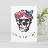 Bis zum Tod machen wir Teil Schädel Hibiskus Schme Einladung (Stehend Vorderseite)